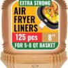 Air Fryer Paper Liners, 125Pcs Air Fryer Disposable Liners, Non-Stick and Oil Proof for Easy Cleanup, 8” Square for 5-8 qt Basket by Baker's Signature